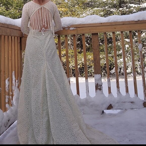 Boho lace wedding dress size 4-6 - Picture 3 of 16